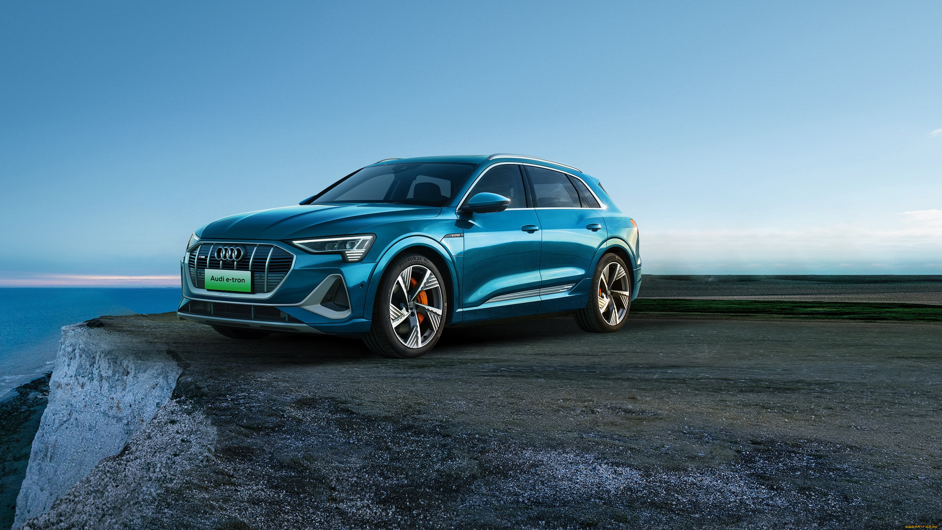 audi, e-tron, 55, quattro, s, line, автомобили, audi, голубой, обрыв, море