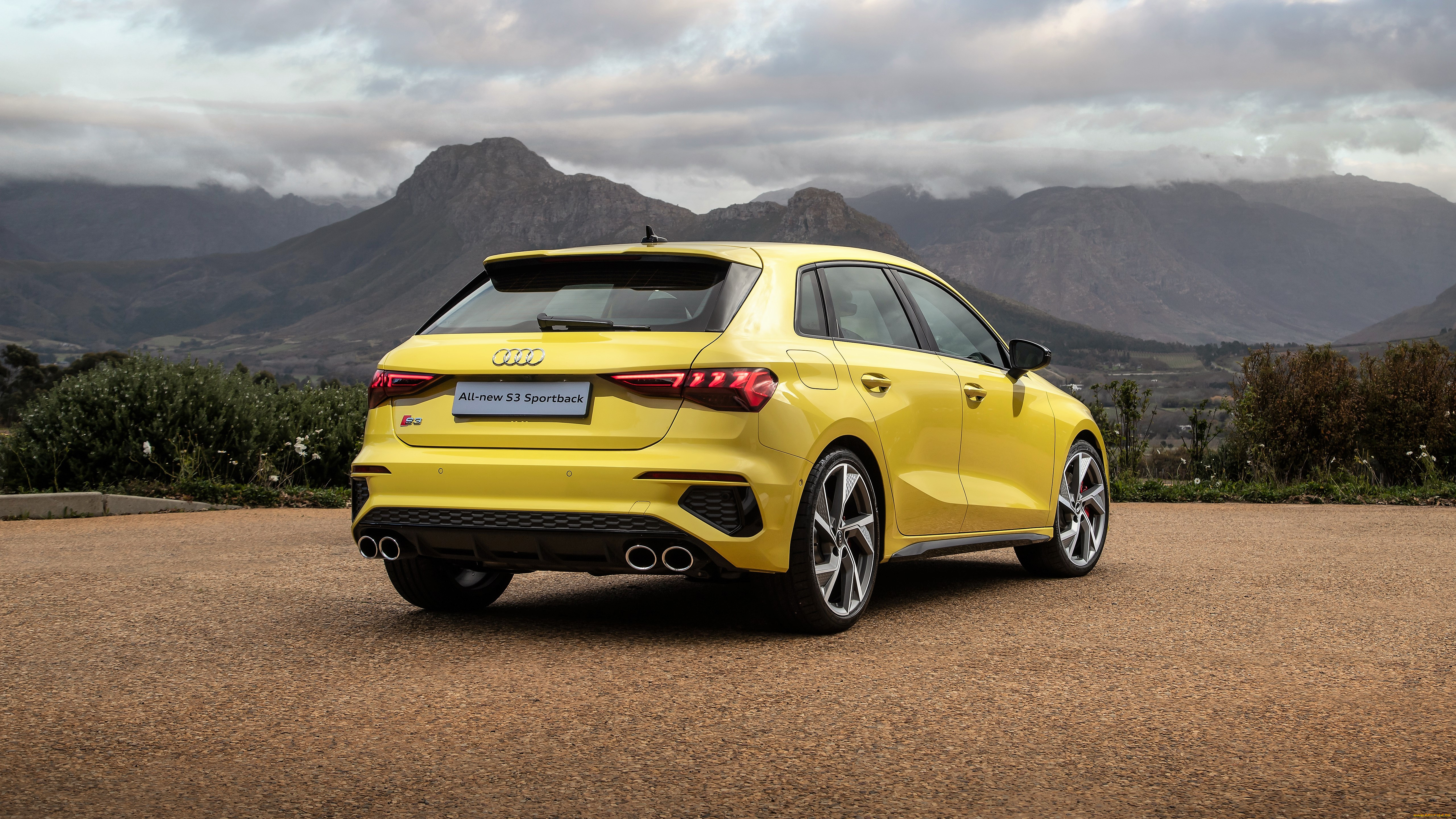 audi, s3, sportback, автомобили, audi, желтый, горы