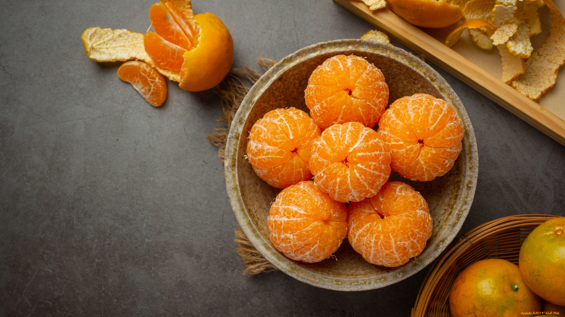 еда, цитрусы, мандарины