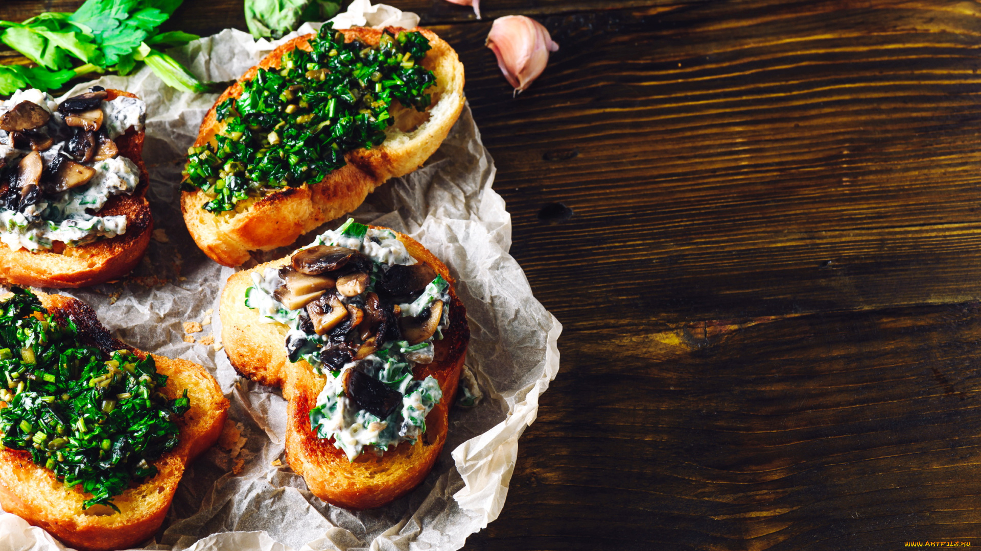 еда, бутерброды, , гамбургеры, , канапе, чеснок, петрушка, зелень