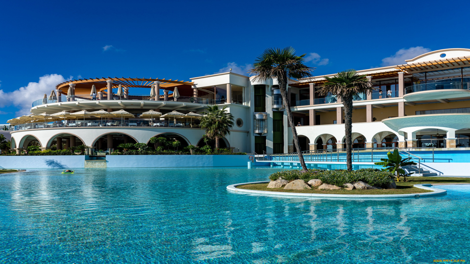 интерьер, бассейны, , открытые, площадки, отель, бассейн