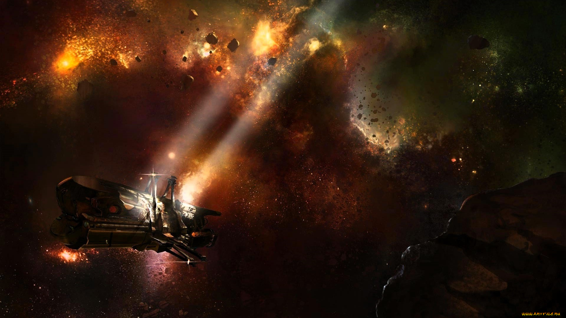 видео, игры, dead, space, 2, космос, туманности, астероиды, космический, корабль