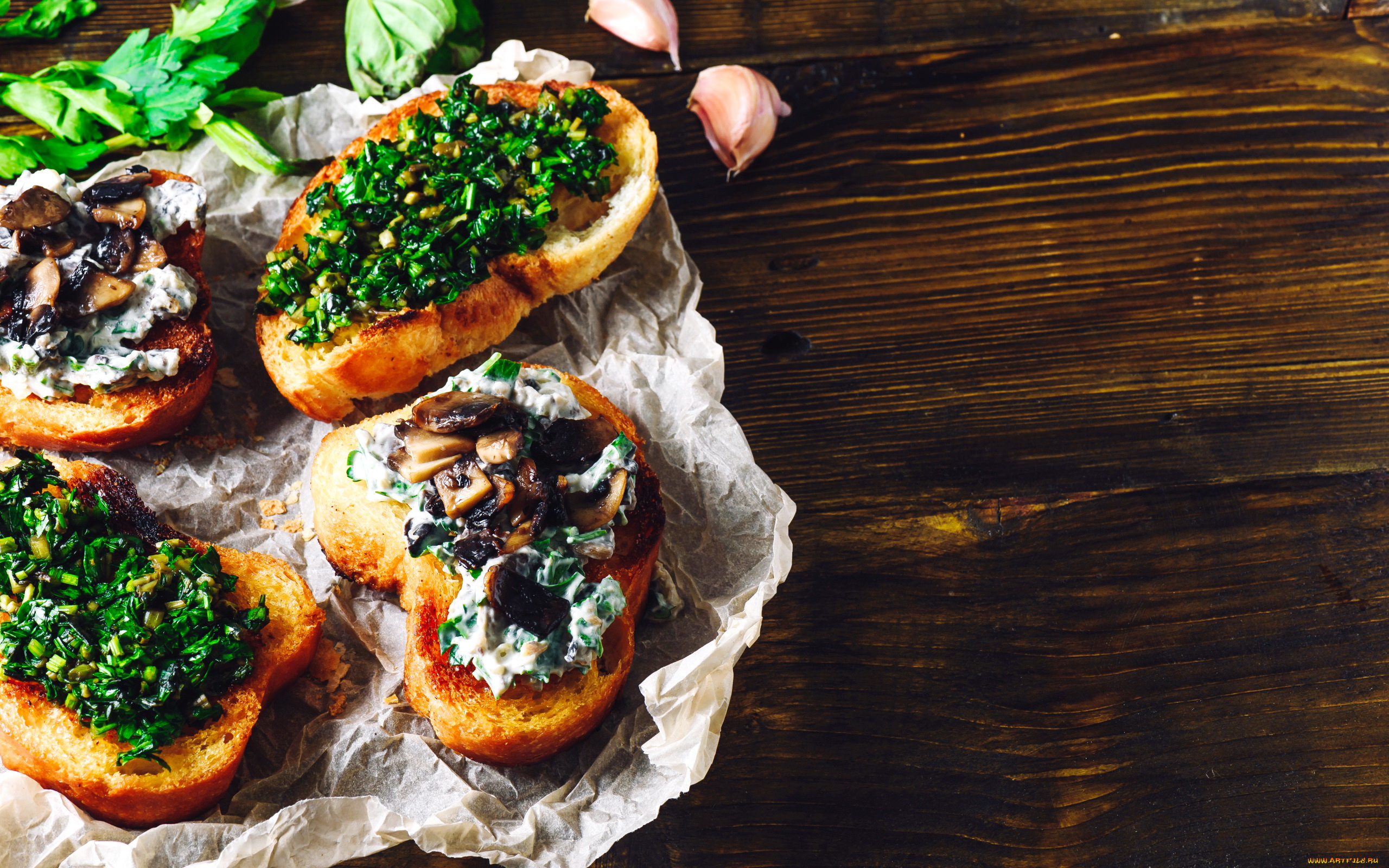 еда, бутерброды, , гамбургеры, , канапе, чеснок, петрушка, зелень