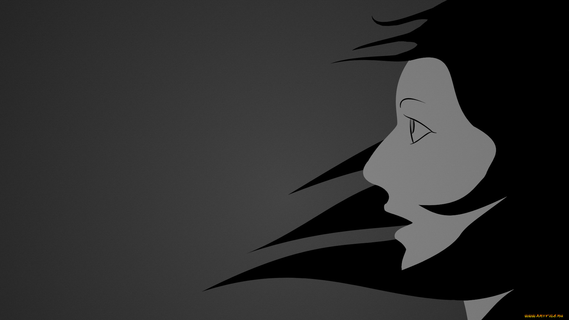 векторная, графика, девушка, темный