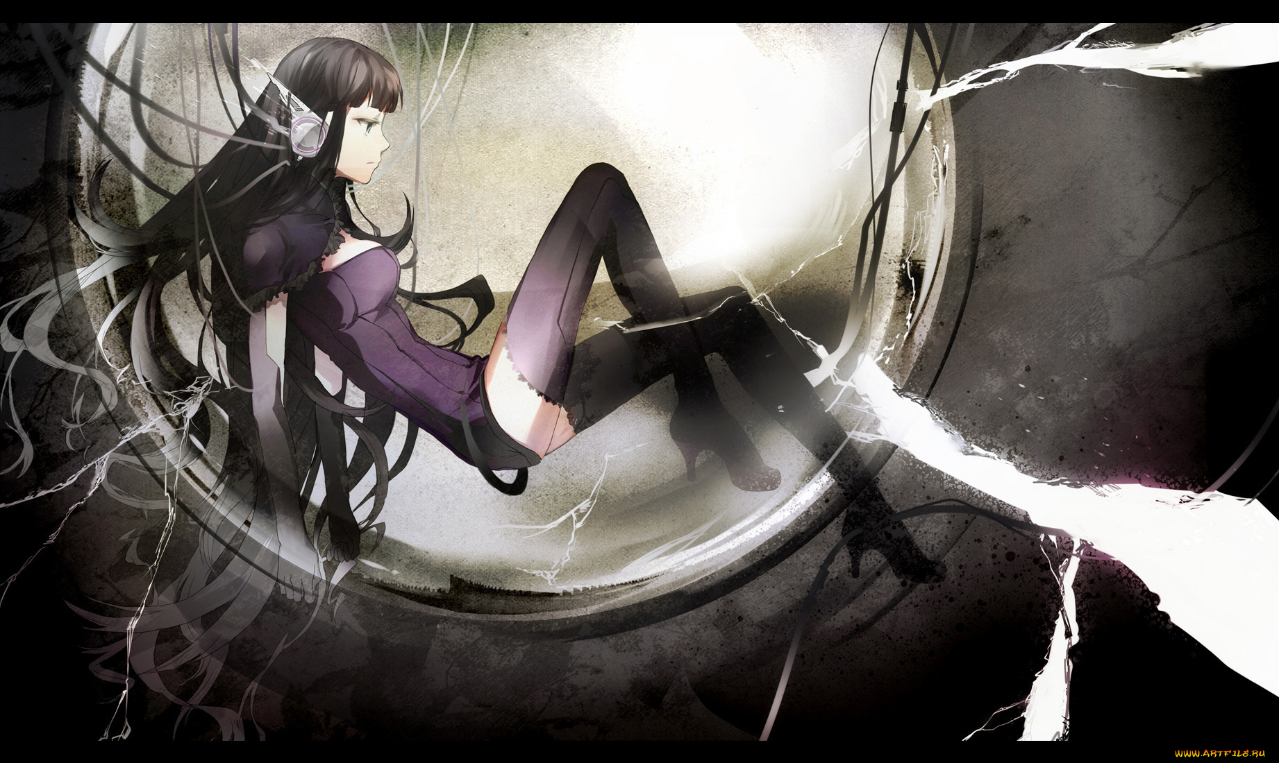 аниме, headphones, instrumental, девушка, наушники