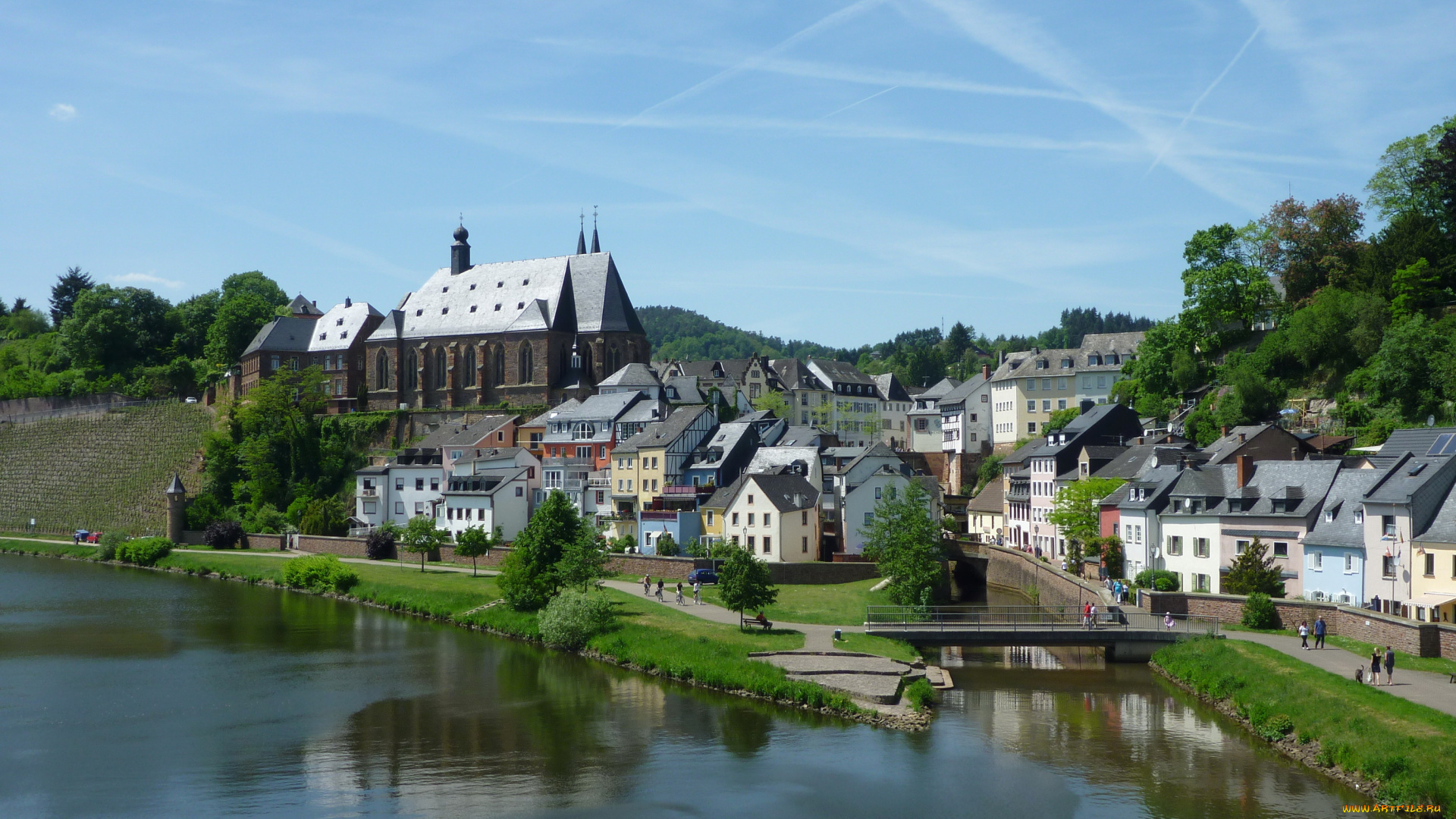 германия, саарбург, города, улицы, площади, набережные, дома, река, набережная