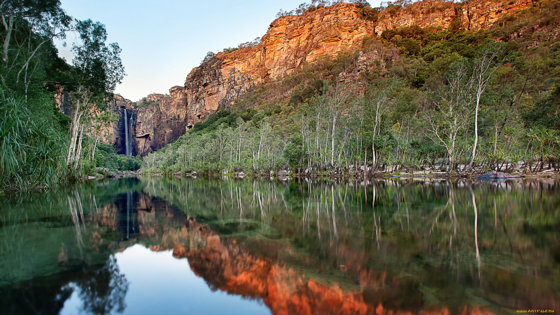 кakadu, national, park, природа, водопады, лес, река, скалы, водопад, обрыв