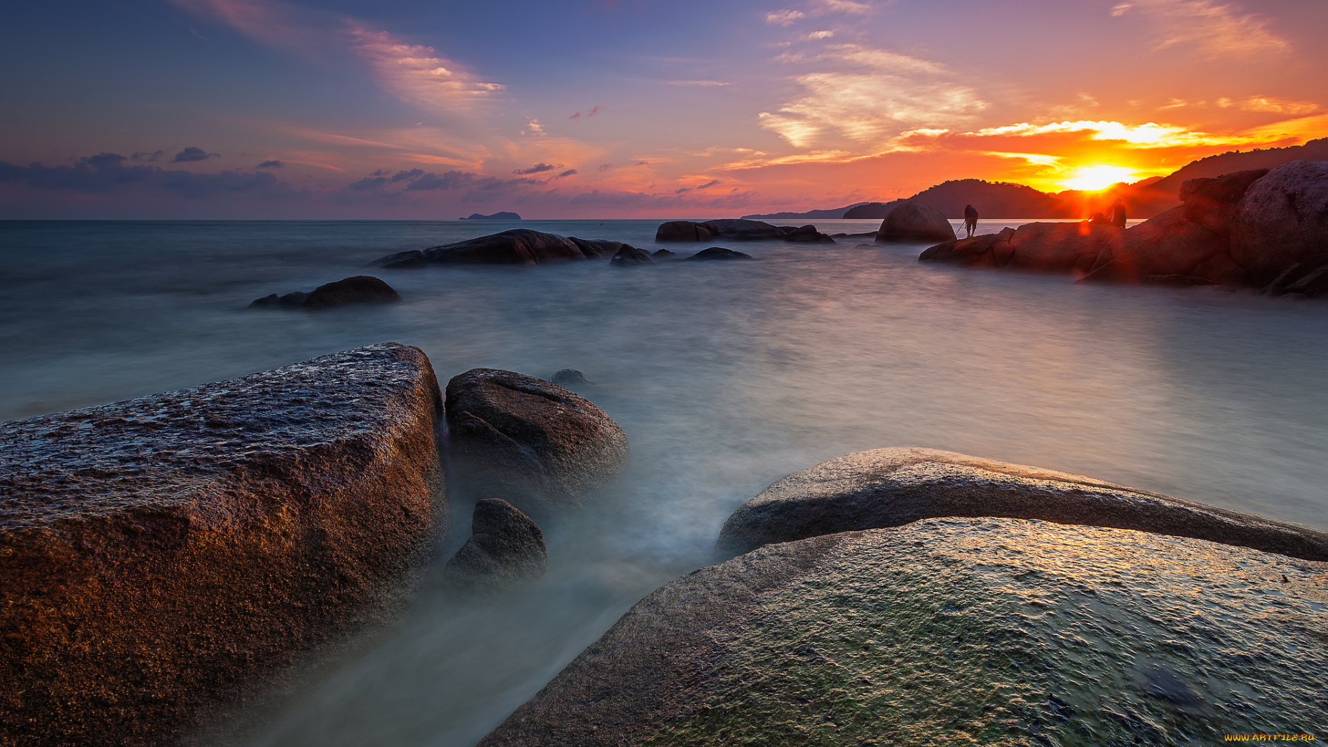 природа, восходы, закаты, камни, закат, побережье, море