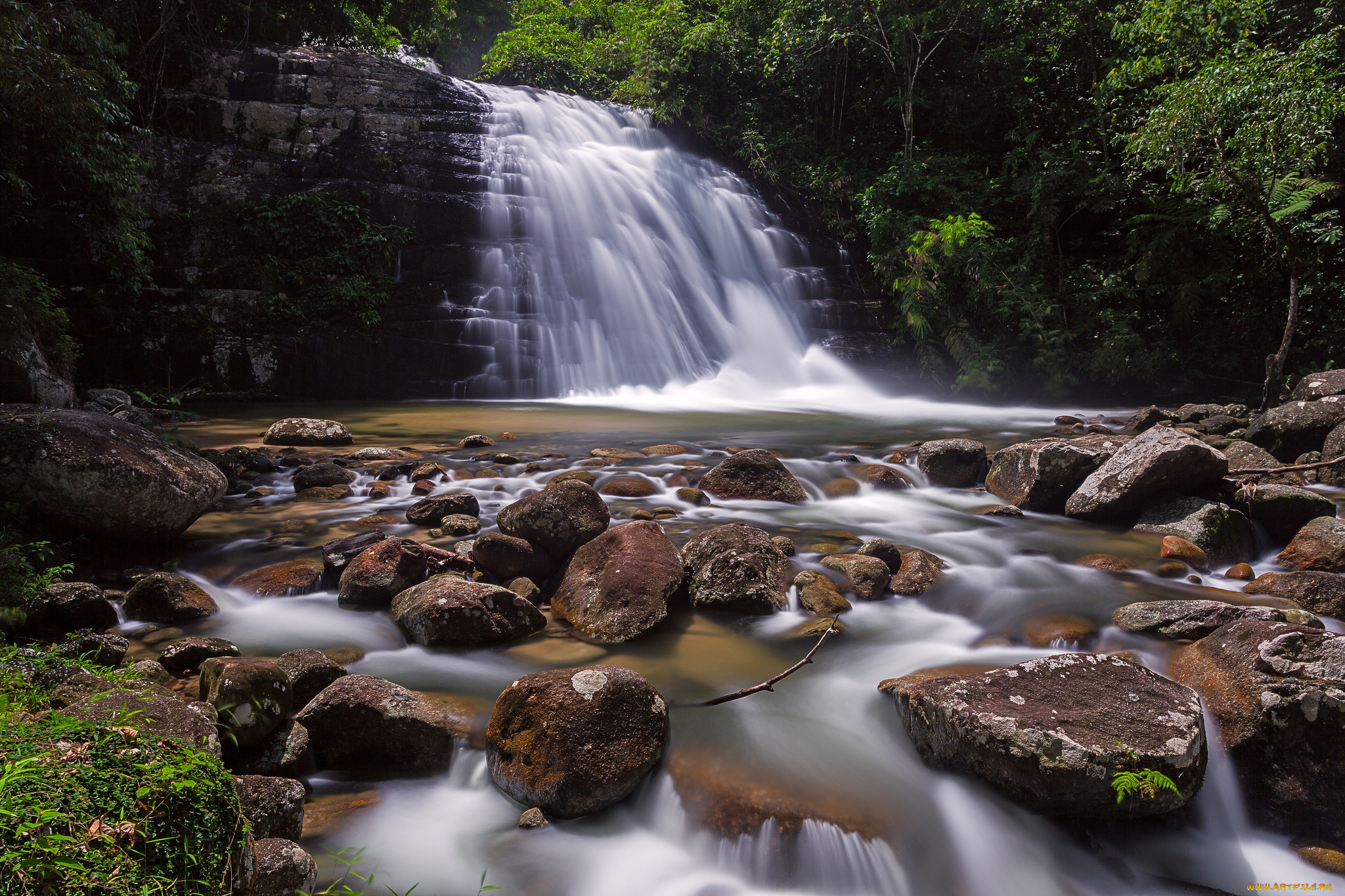 lata, bukit, hijau, waterfall, kedah, malaysia, природа, водопады, малайзия, камни, река