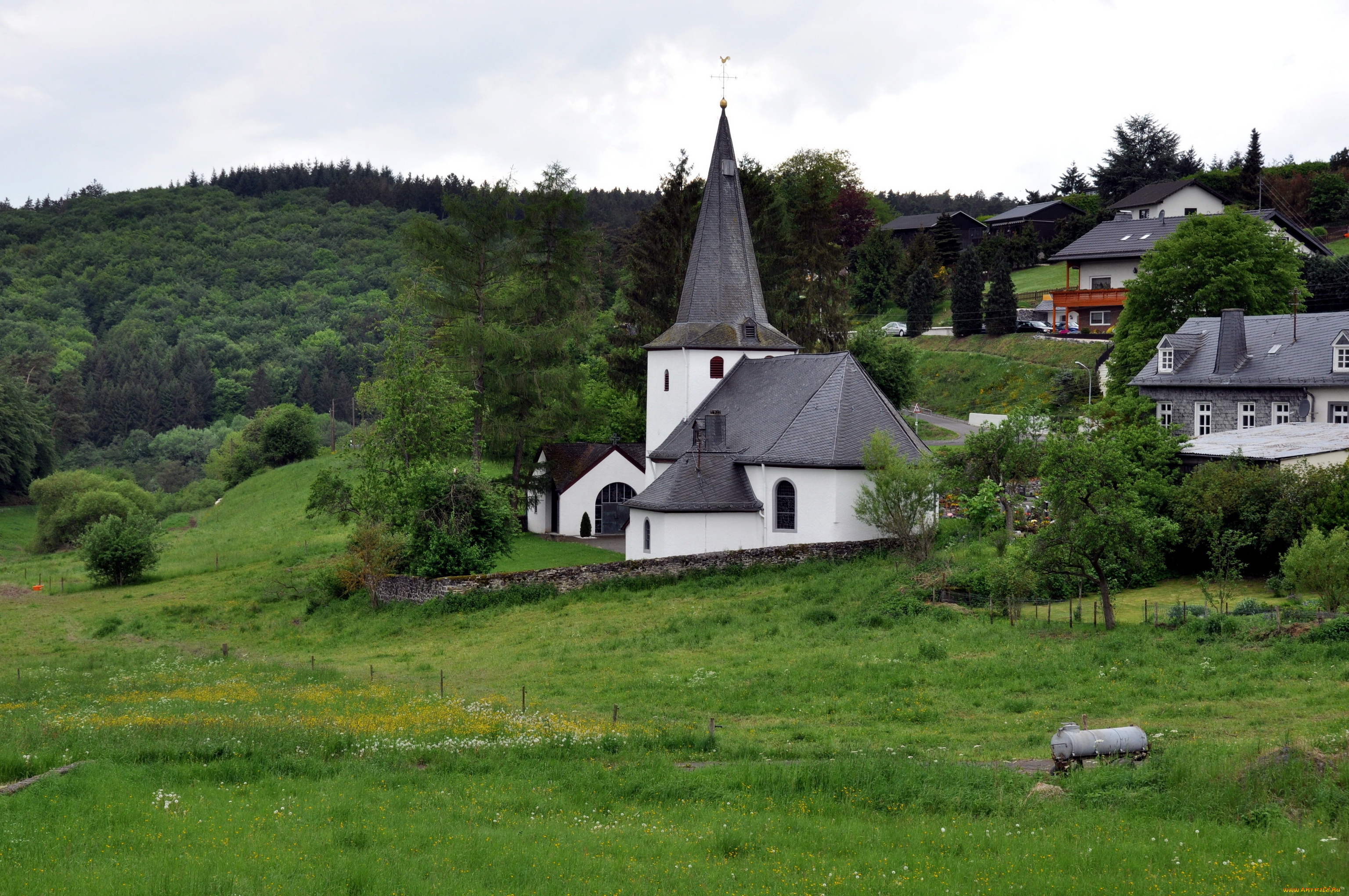 германия, волльмерат, города, пейзажи, дома, деревья, пейзаж