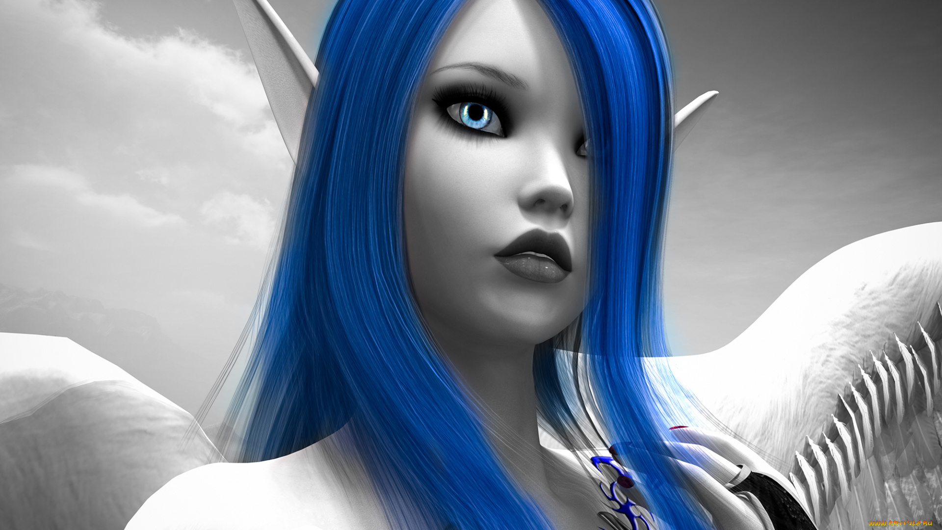 3д, графика, эльфы, , elves, взгляд, эльфийка