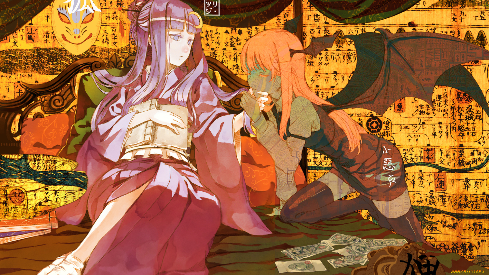 аниме, -angels, &, demons, девушки