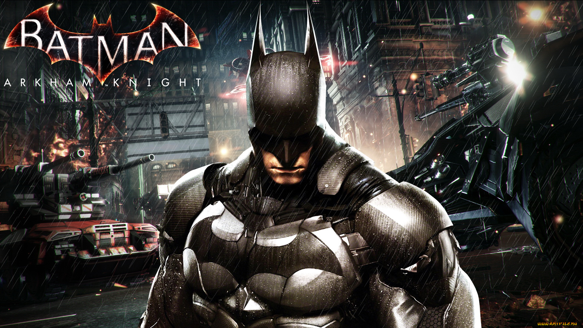 batman, , arkham, knight, видео, игры, город, танк