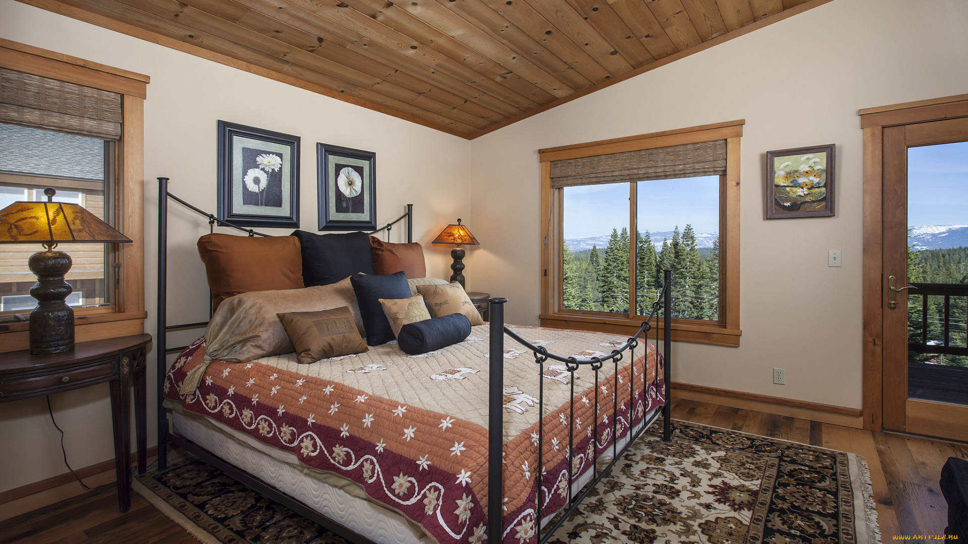 интерьер, спальня, кровать, подушки