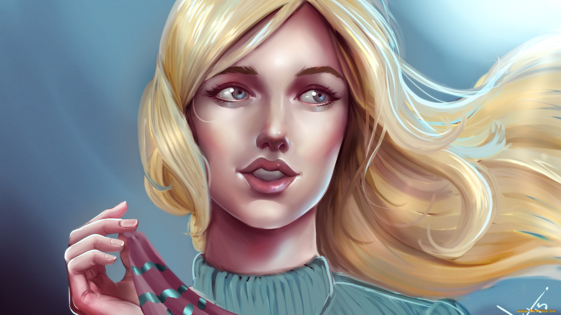 рисованные, люди, кофта, рука, волосы, девушка, лицо, взгляд