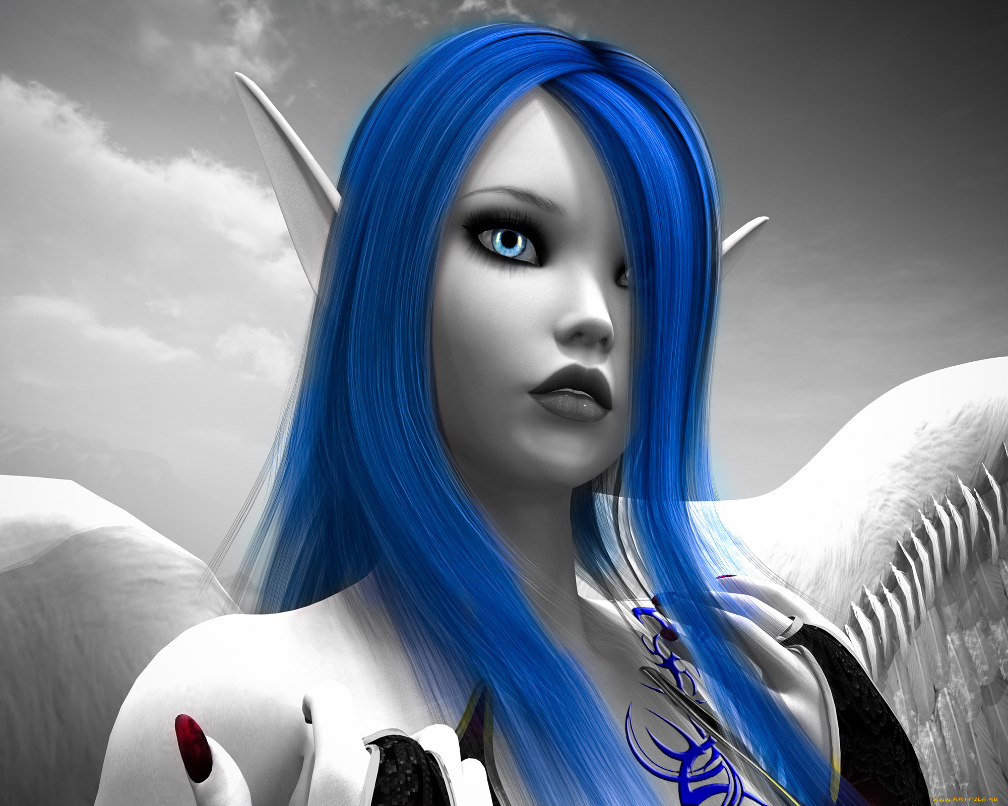 3д, графика, эльфы, , elves, взгляд, эльфийка