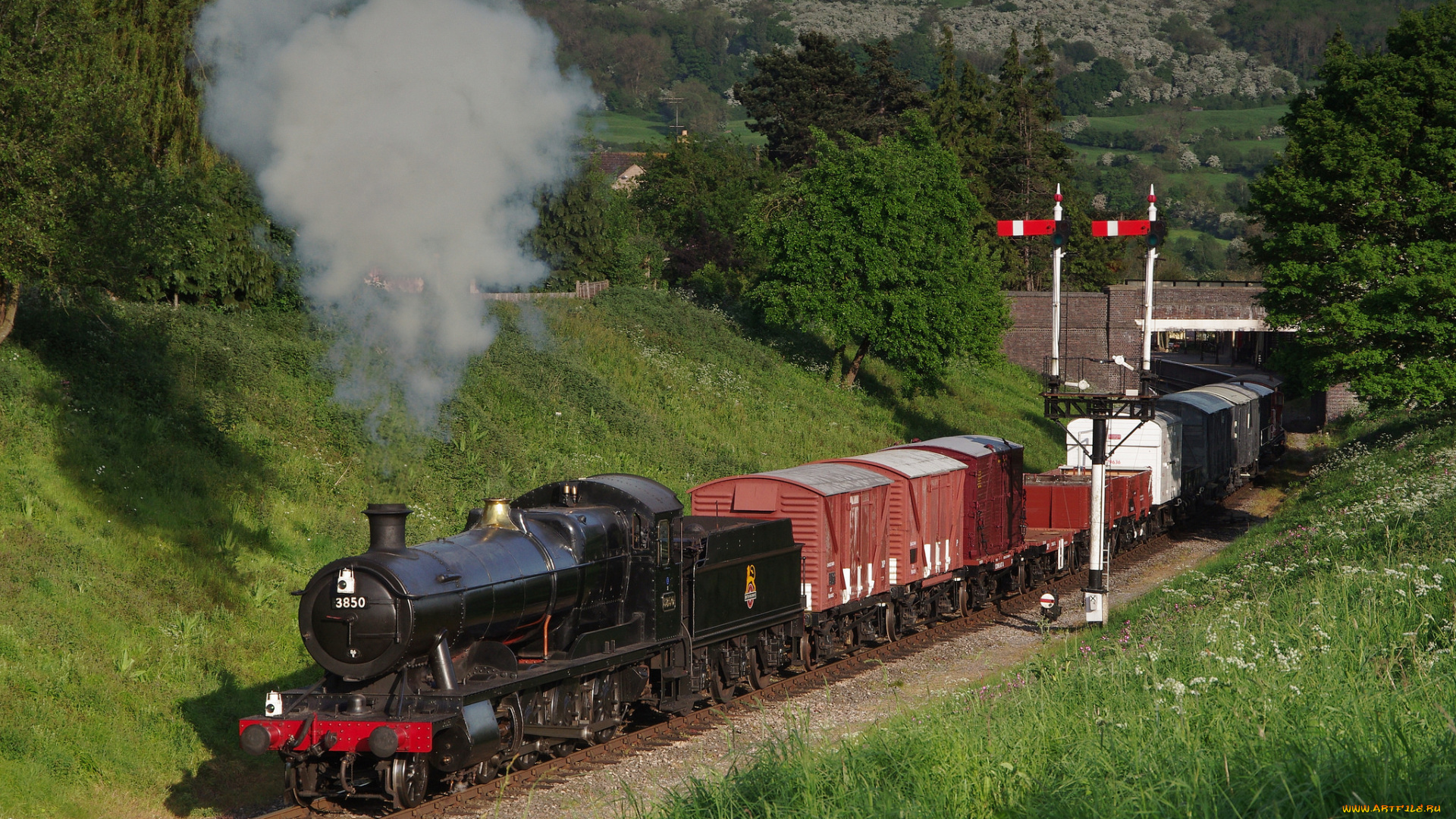 техника, паровозы, дорога, паровоз, рельсы, железная