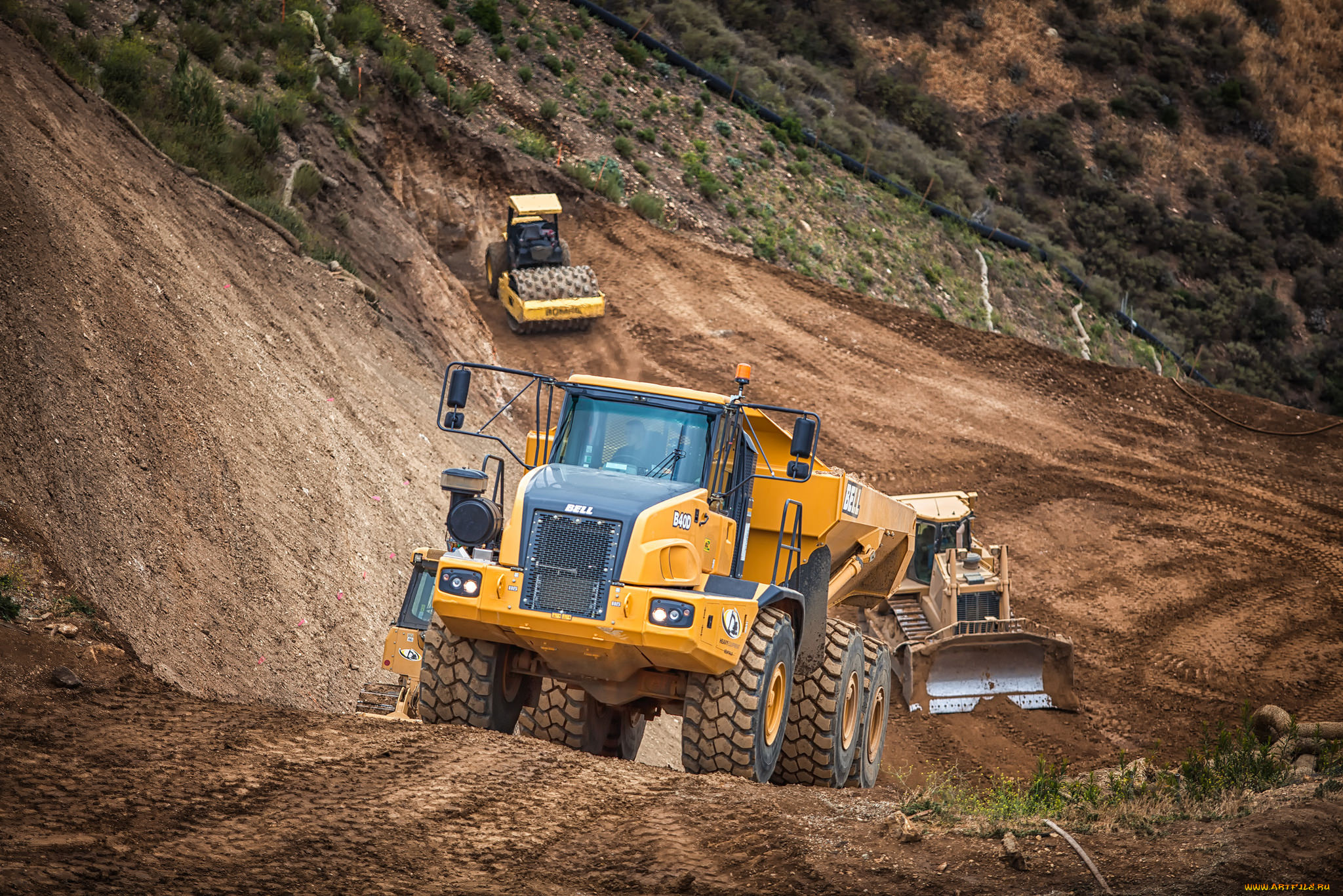 bell, b40d, articulated, dump, truck, техника, строительная, техника, карьерный, самосвал