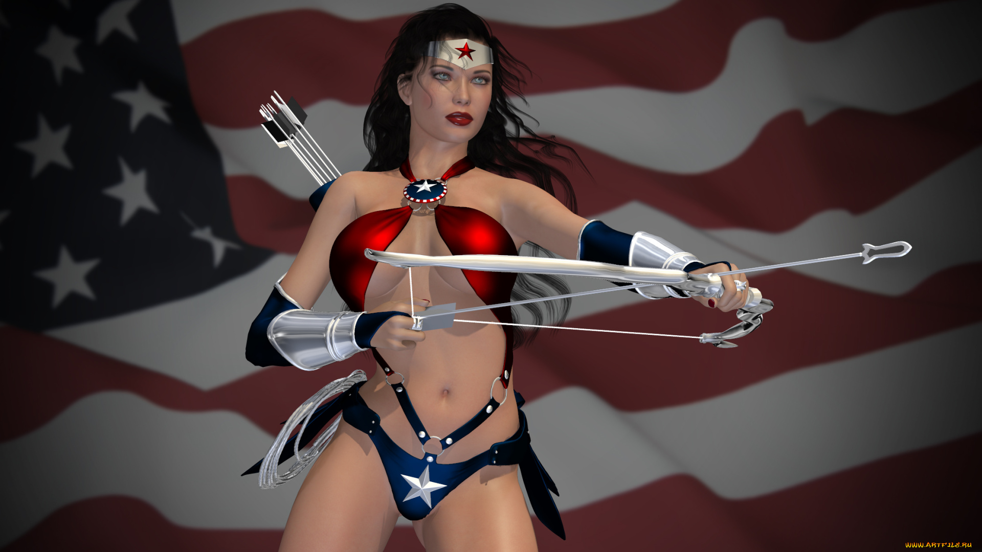 3д, графика, фантазия, , fantasy, взгляд, девушка, оружие, фон