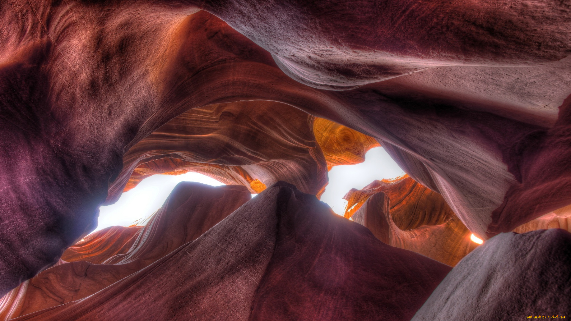 природа, горы, свет, скалы, каньон, антилопы, штат, аризона, сша