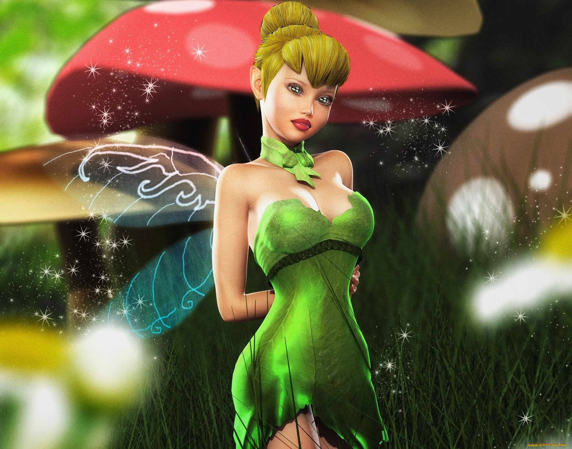 3д, графика, эльфы, , elves, фон, взгляд, фея