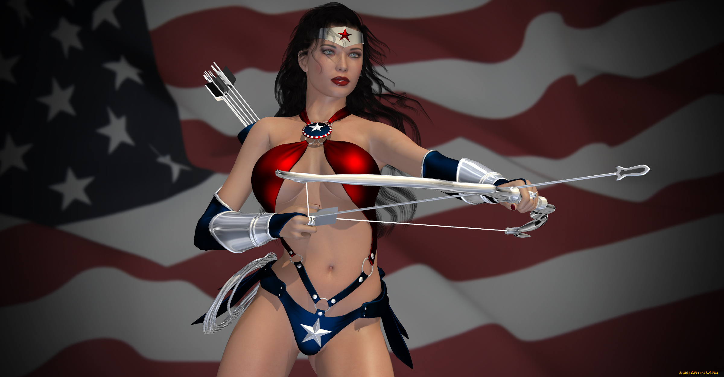 3д, графика, фантазия, , fantasy, взгляд, девушка, оружие, фон