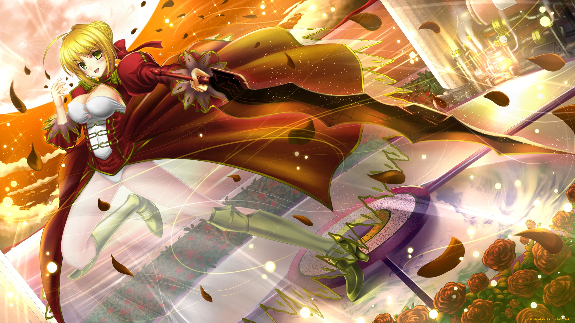 аниме, fate, stay, night, девушка, взгляд, фон