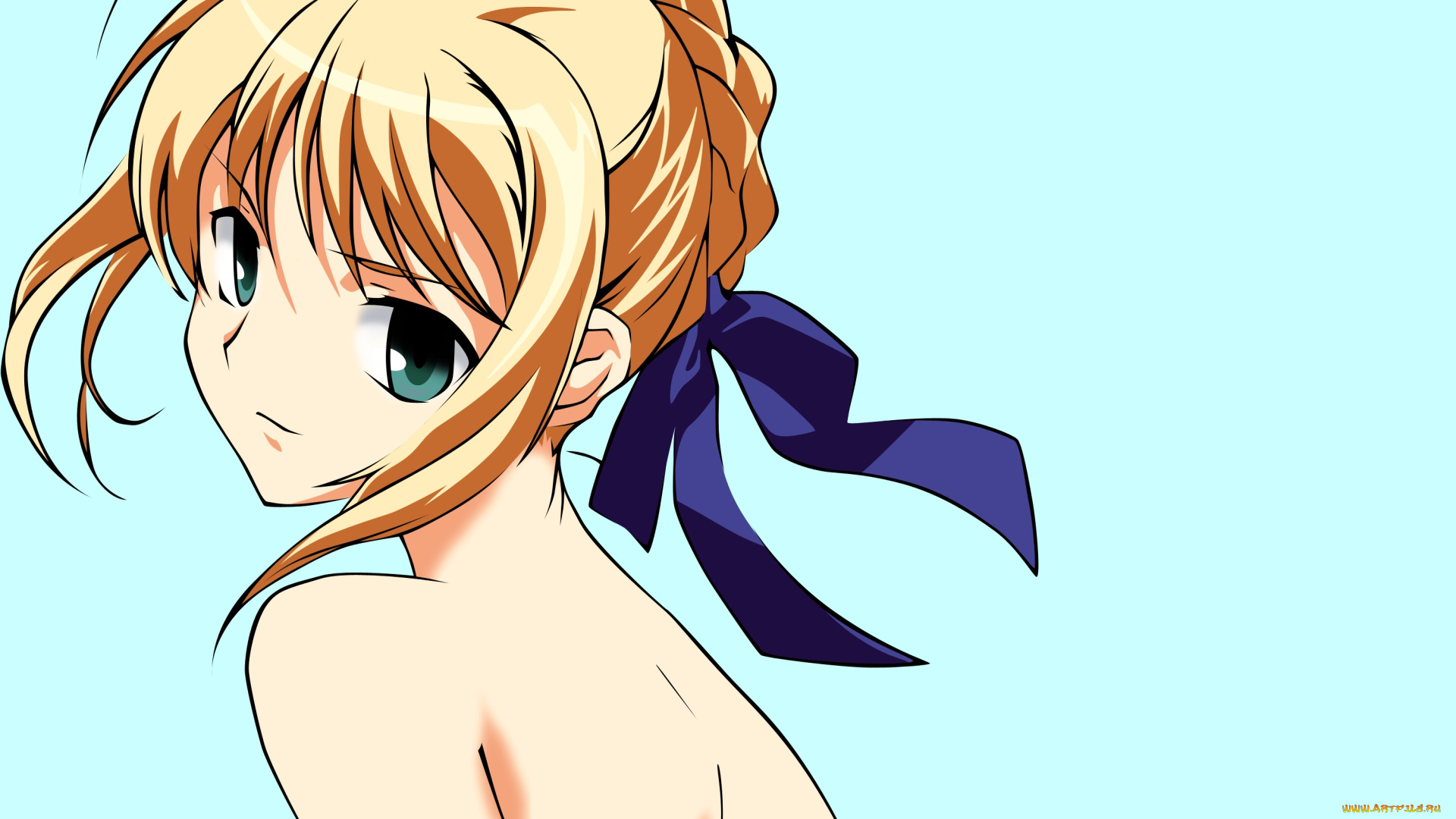 аниме, fate, stay, night, девушка, взгляд, фон