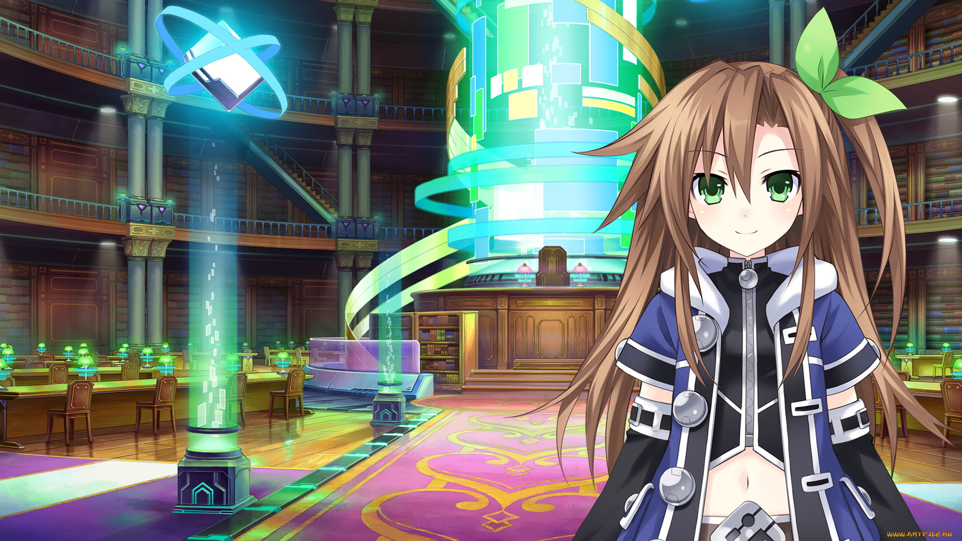 аниме, hyperdimension, neptunia, девушка, взгляд, фон