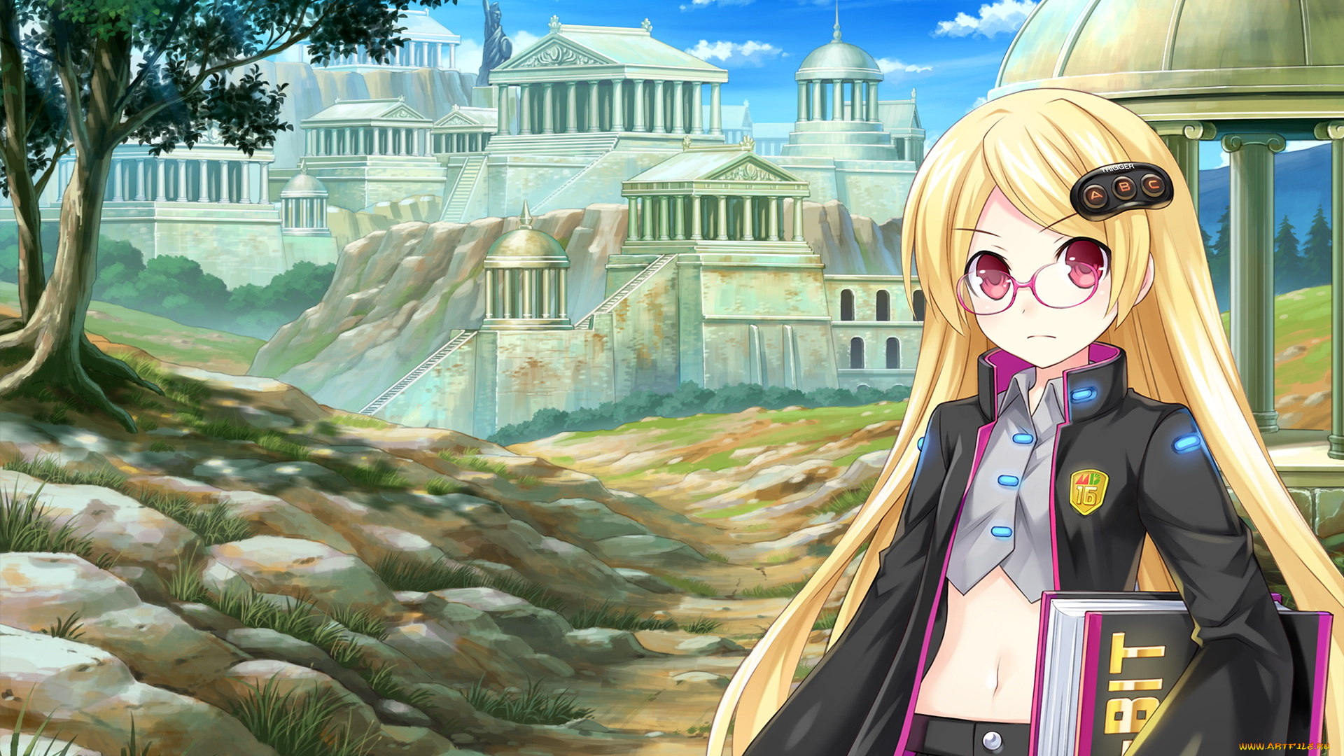 аниме, hyperdimension, neptunia, девушка, взгляд, фон