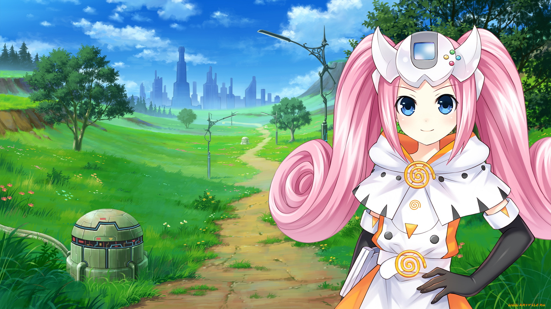 аниме, hyperdimension, neptunia, девушка, взгляд, фон