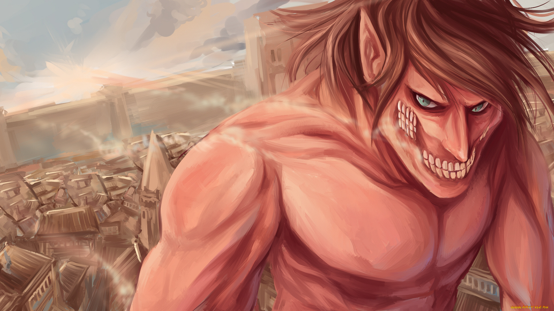 аниме, shingeki, no, kyojin, атака, титанов