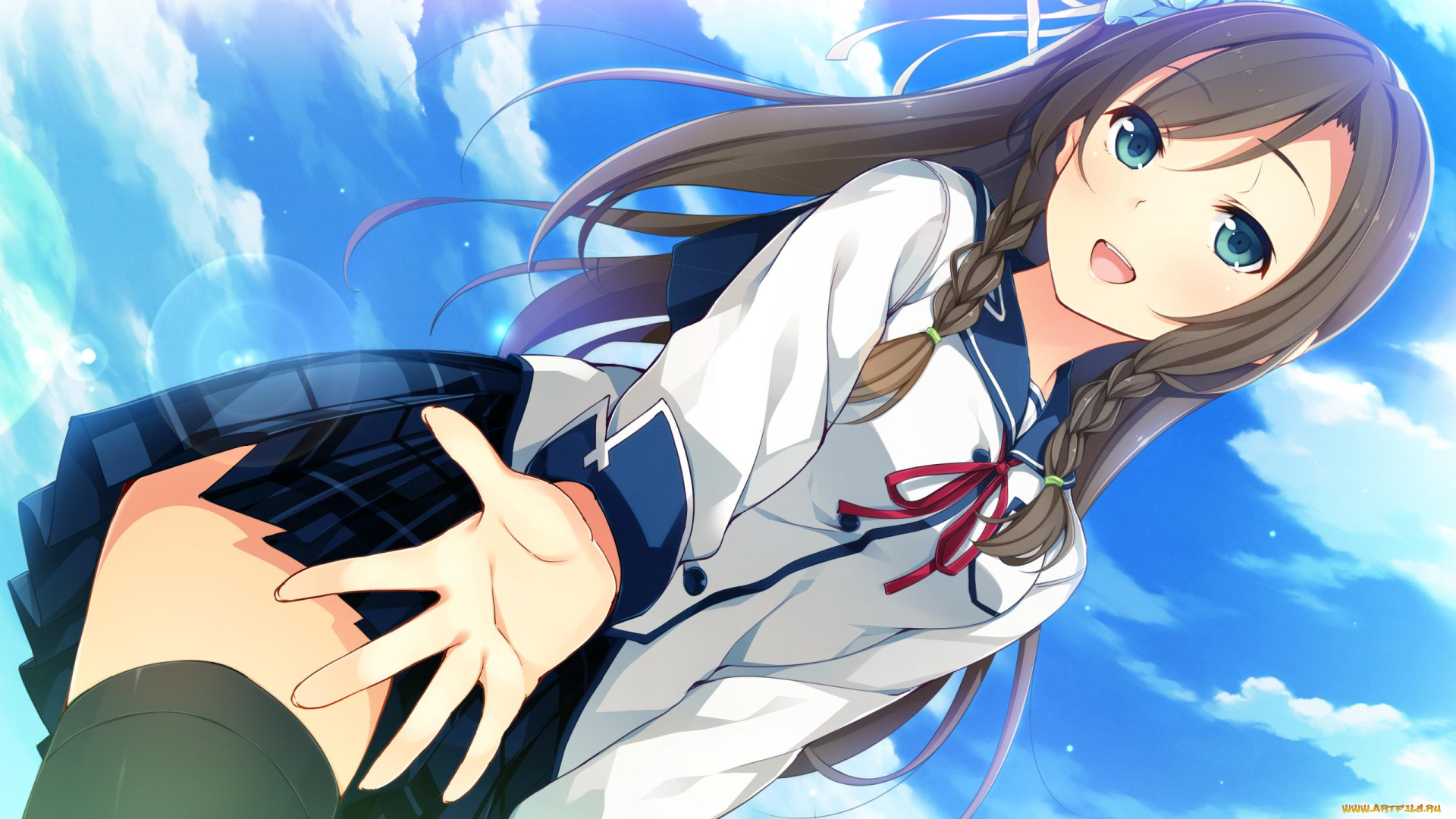 аниме, sorairo, innocent, девушка, косы, форма