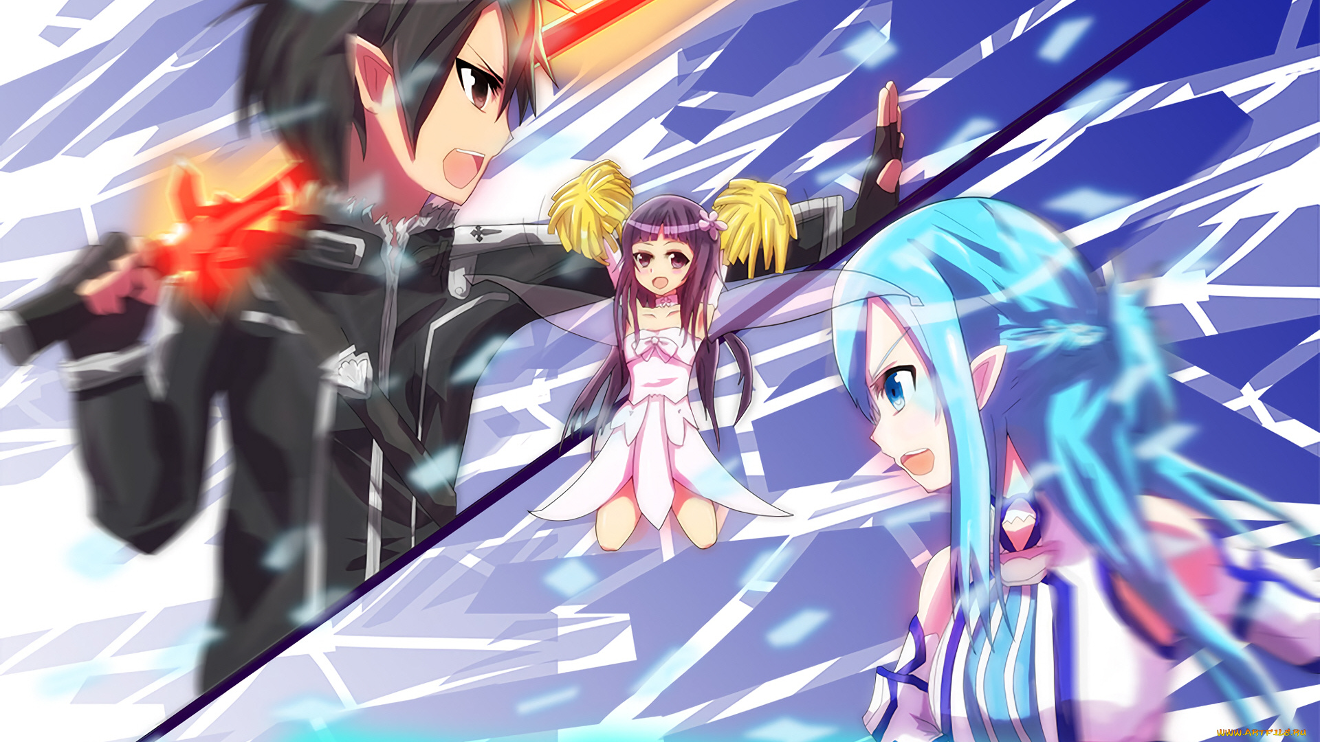 аниме, sword, art, online, кирито, асуна