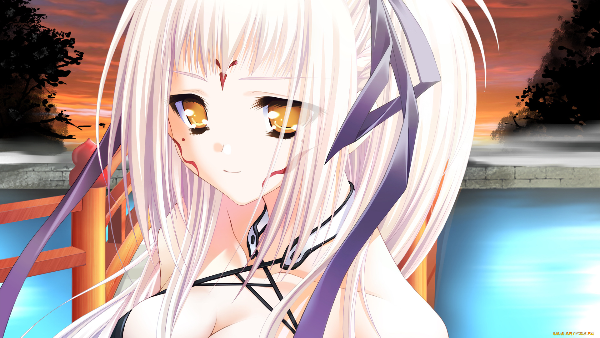 аниме, unknown, , другое, девушка, взгляд, фон