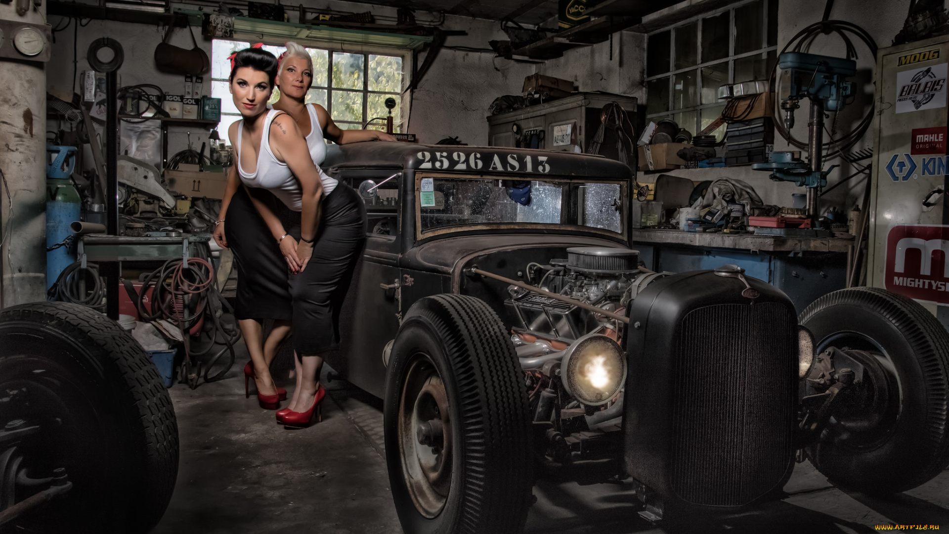 автомобили, -авто, с, девушками, pinup, hot, rod