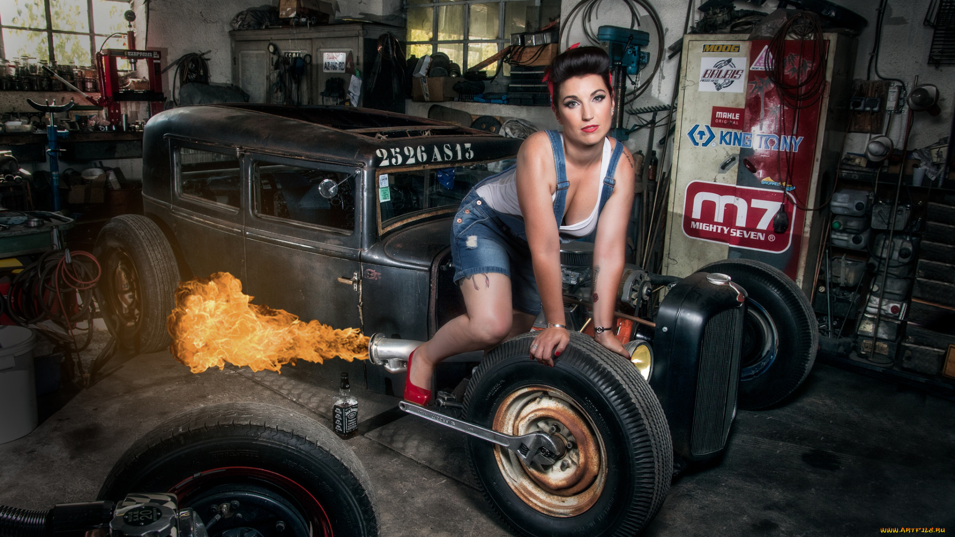 автомобили, -авто, с, девушками, pinup, hot, rod