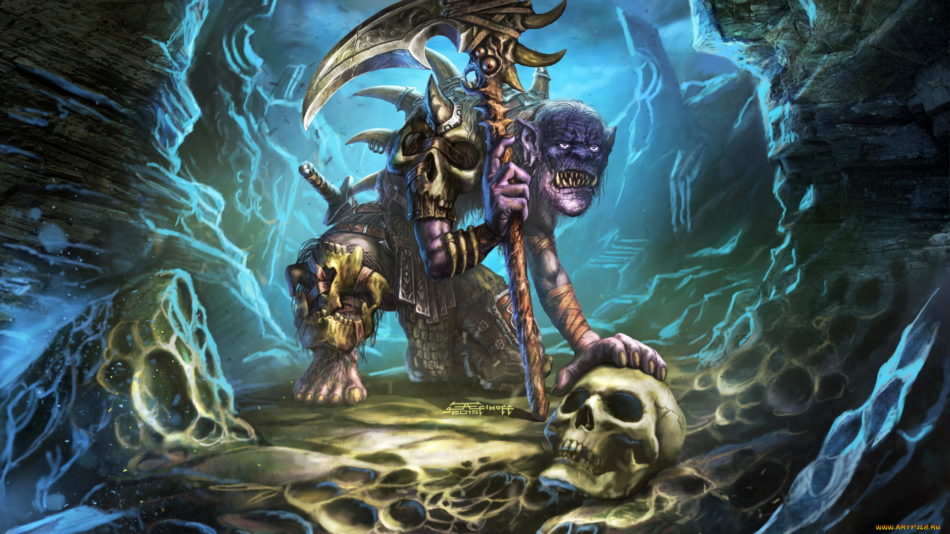 фэнтези, существа, существо, пещера, оружие, монстр