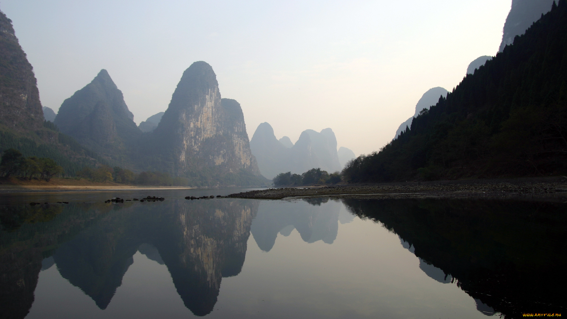 природа, реки, озера, горы, скалы, деревья, озеро