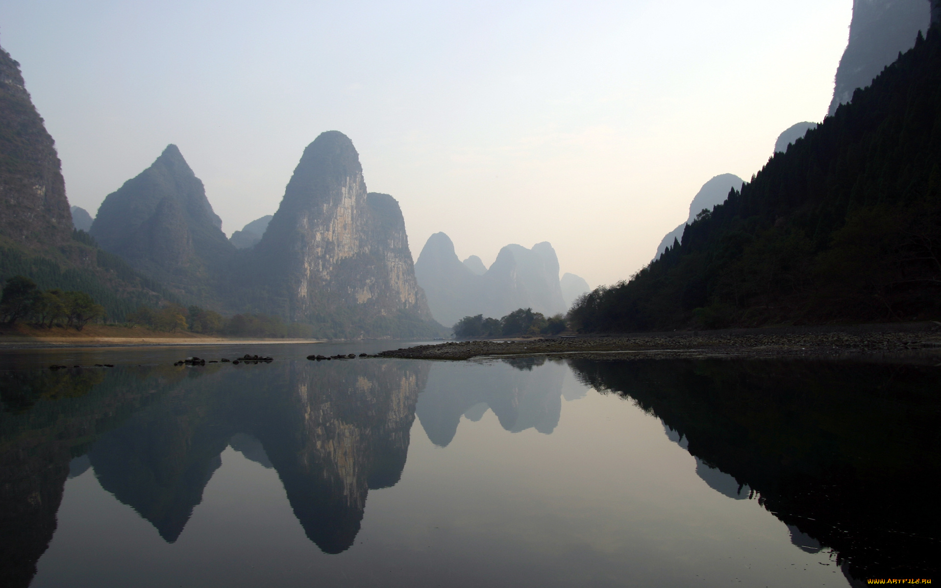 природа, реки, озера, горы, скалы, деревья, озеро