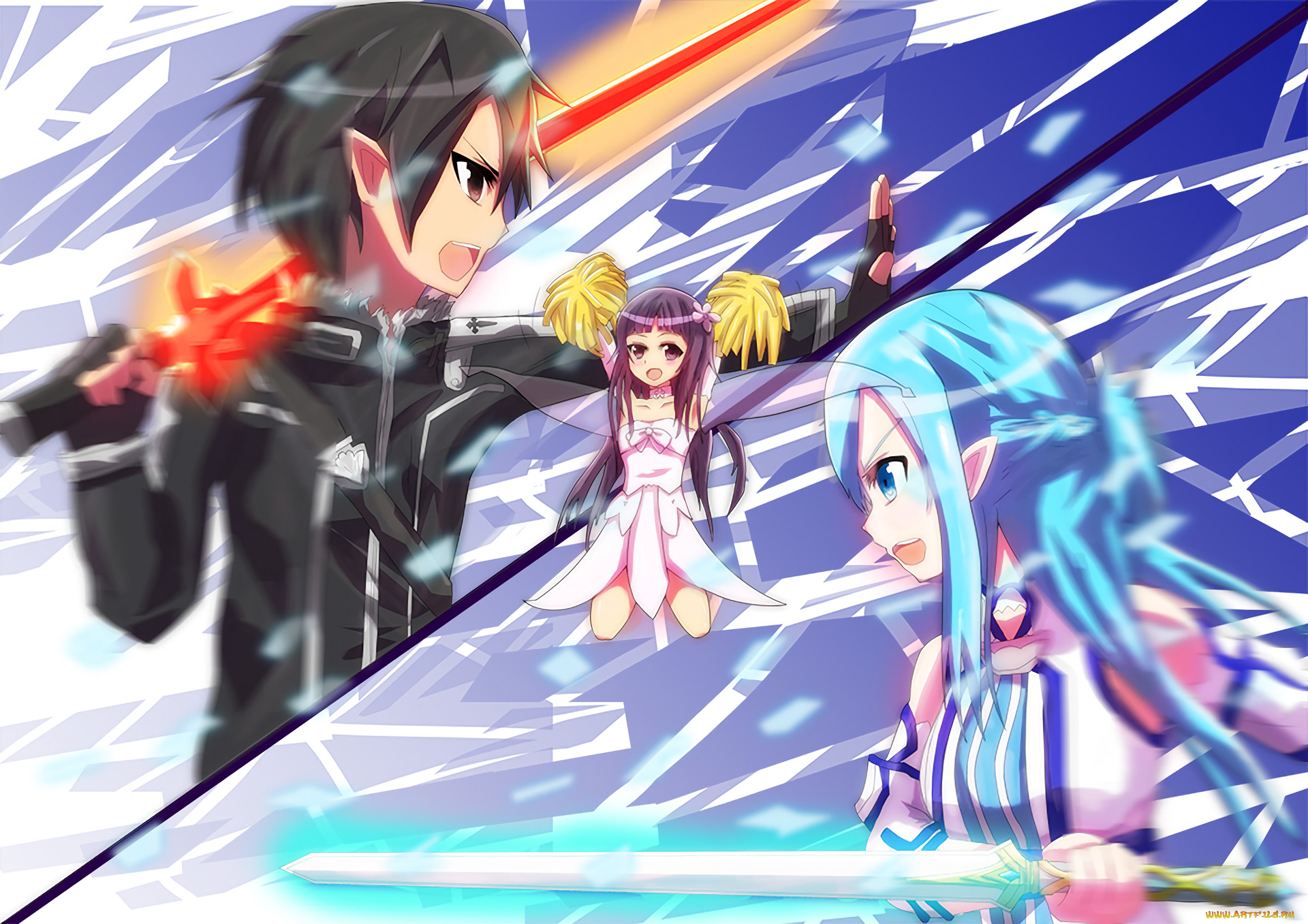 аниме, sword, art, online, кирито, асуна