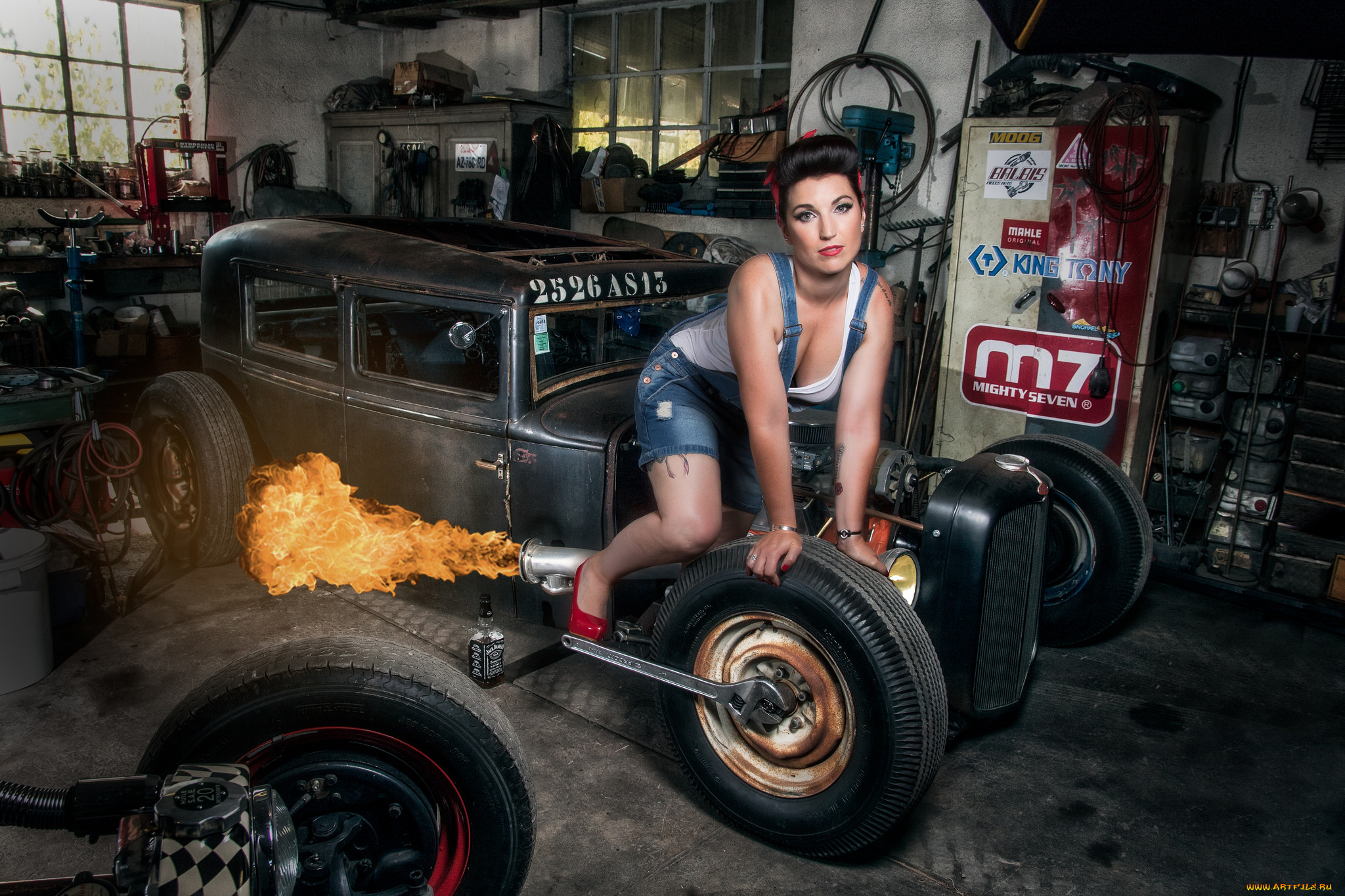 автомобили, -авто, с, девушками, pinup, hot, rod