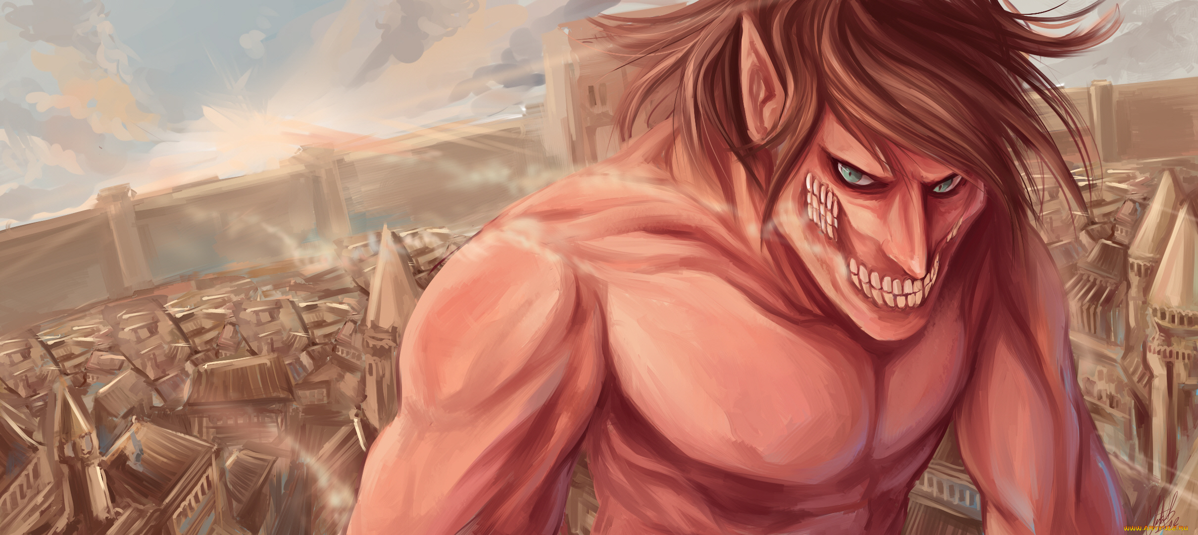 аниме, shingeki, no, kyojin, атака, титанов