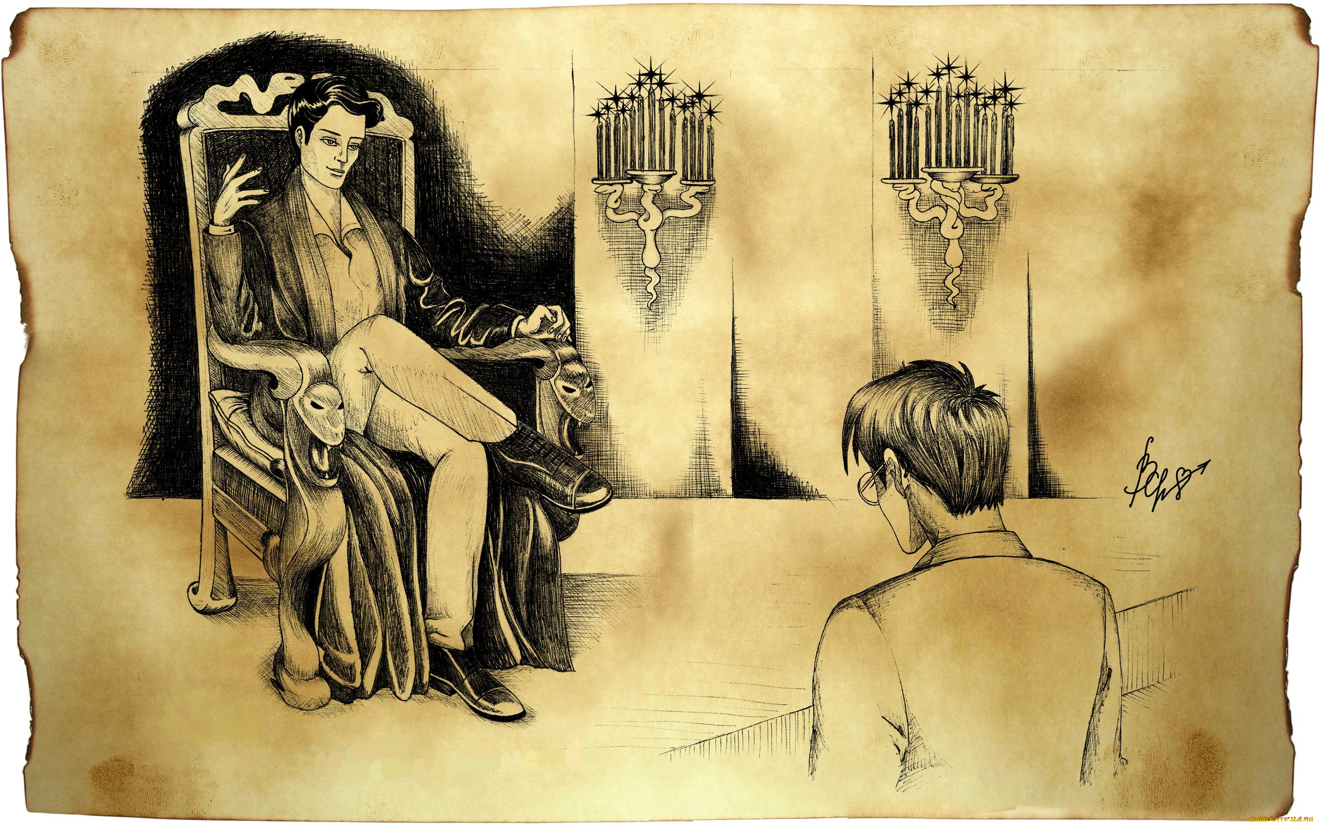 рисованное, кино, том, реддл, гарри, поттер, трон, свечи