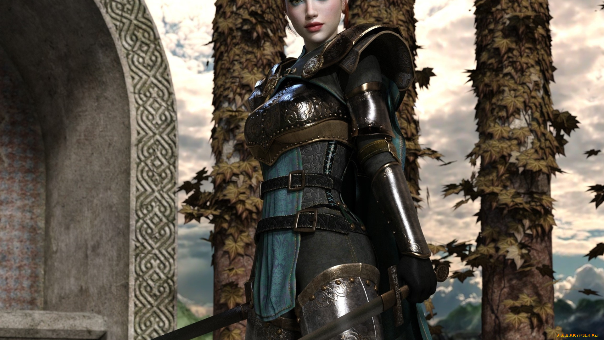 3д, графика, амазонки, , amazon, фон, взгляд, девушка