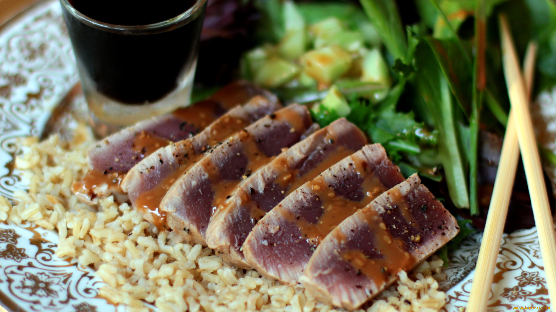 еда, рыбные, блюда, , с, морепродуктами, тунец