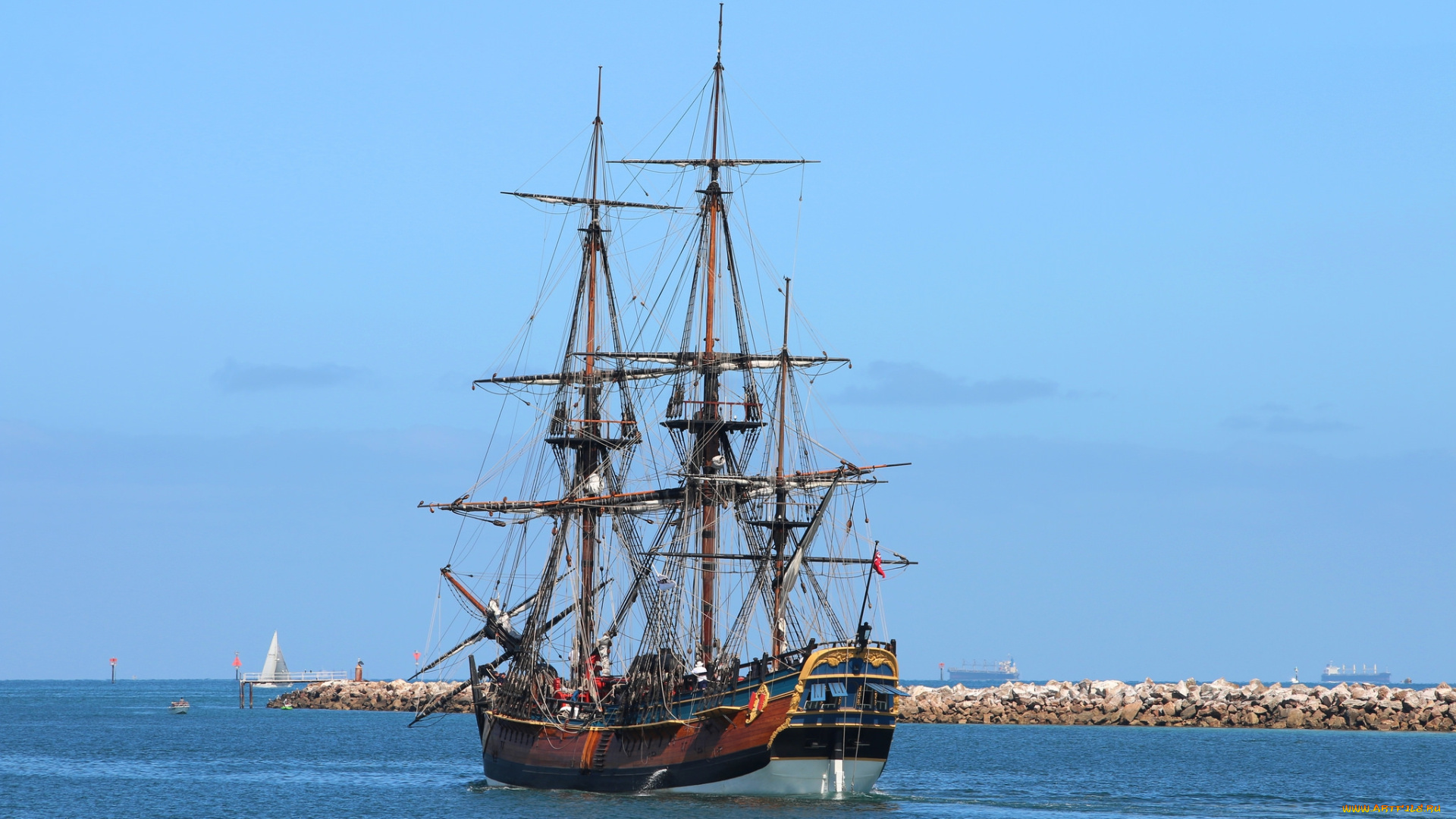 hmb, endeavour, корабли, парусники, мачты, паруса