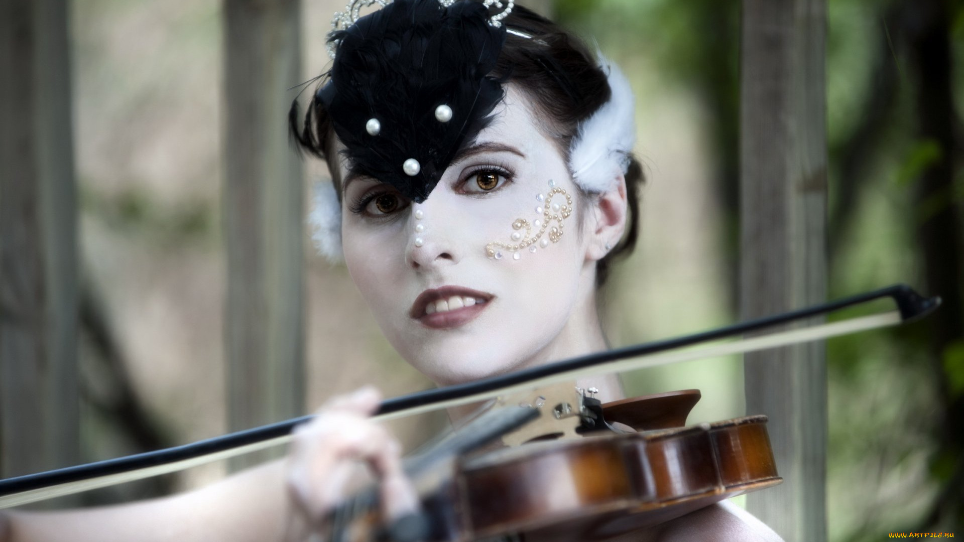 музыка, -другое, девушка, скрипка, лицо, взгляд