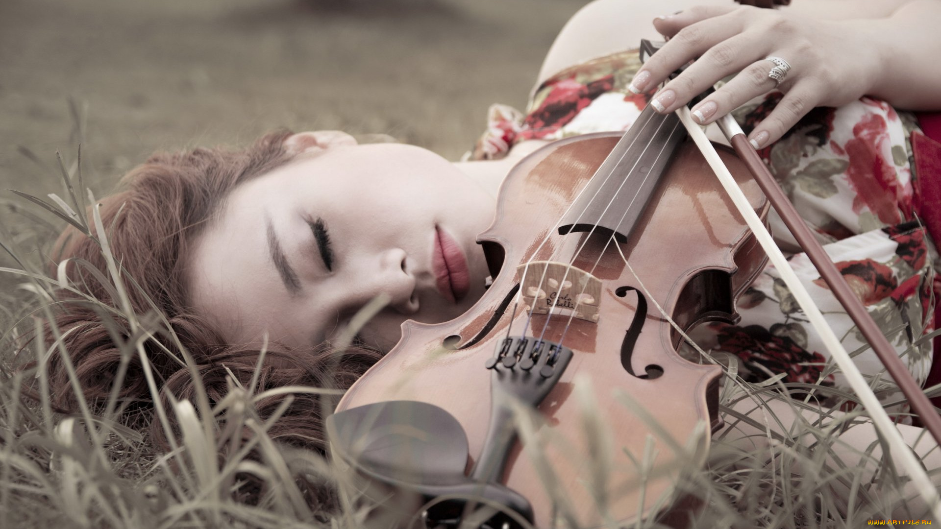 музыка, -другое, девушка, скрипка, отдых, сон, природа