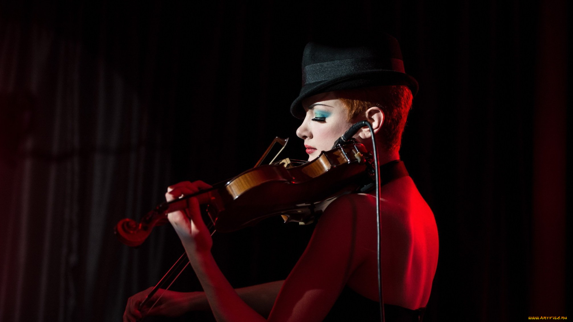 музыка, -другое, шляпа, профиль, скрипка, женщина